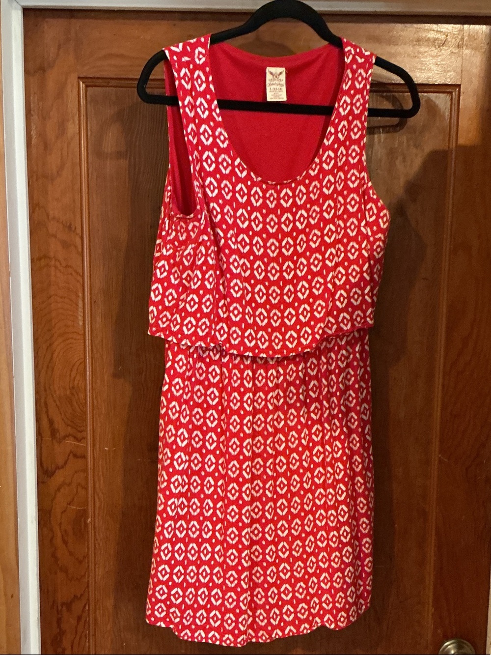 Faded Glory Red and White Printed Sleeveless Dress
